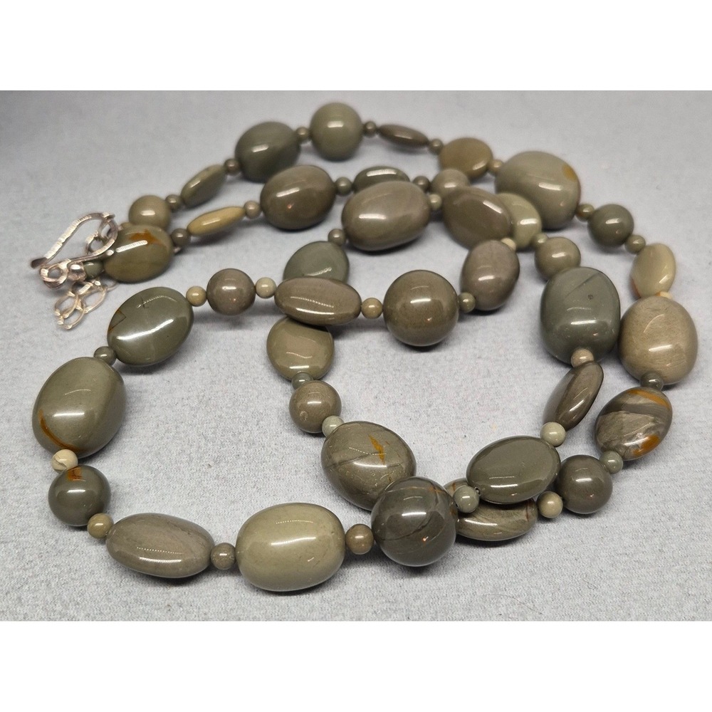 Jay King Necklace Desert Sage Jasper Sterling Silver Beaded Artisan Long 33"